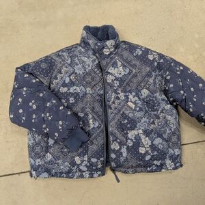 American Eagle Blue Floral Boho Reversible Jacket